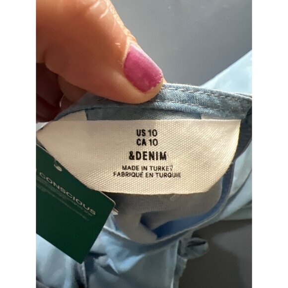 NEW H&M Conscious Womens Dress Size 10 Tencel Lyocell Blue Boho Vacation Resort - Picture 5 of 10